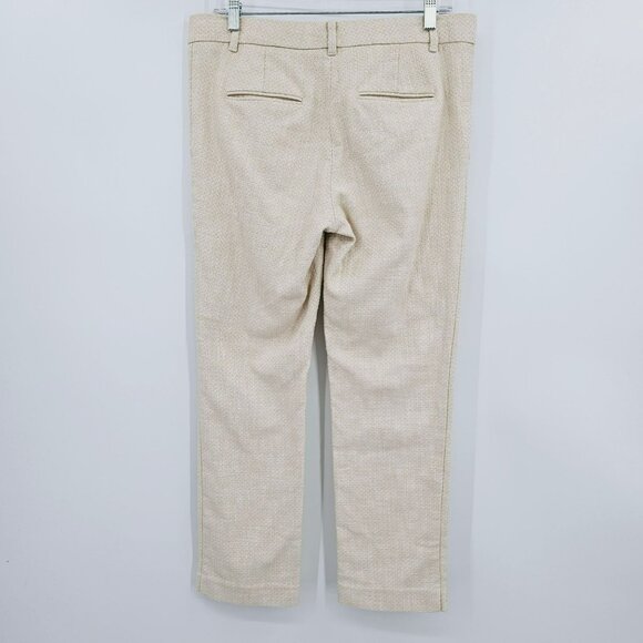 Ann Taylor Ankle Pants 6 Cream Beige Textured Tweed Cotton Blend Pockets Classic - Picture 9 of 10